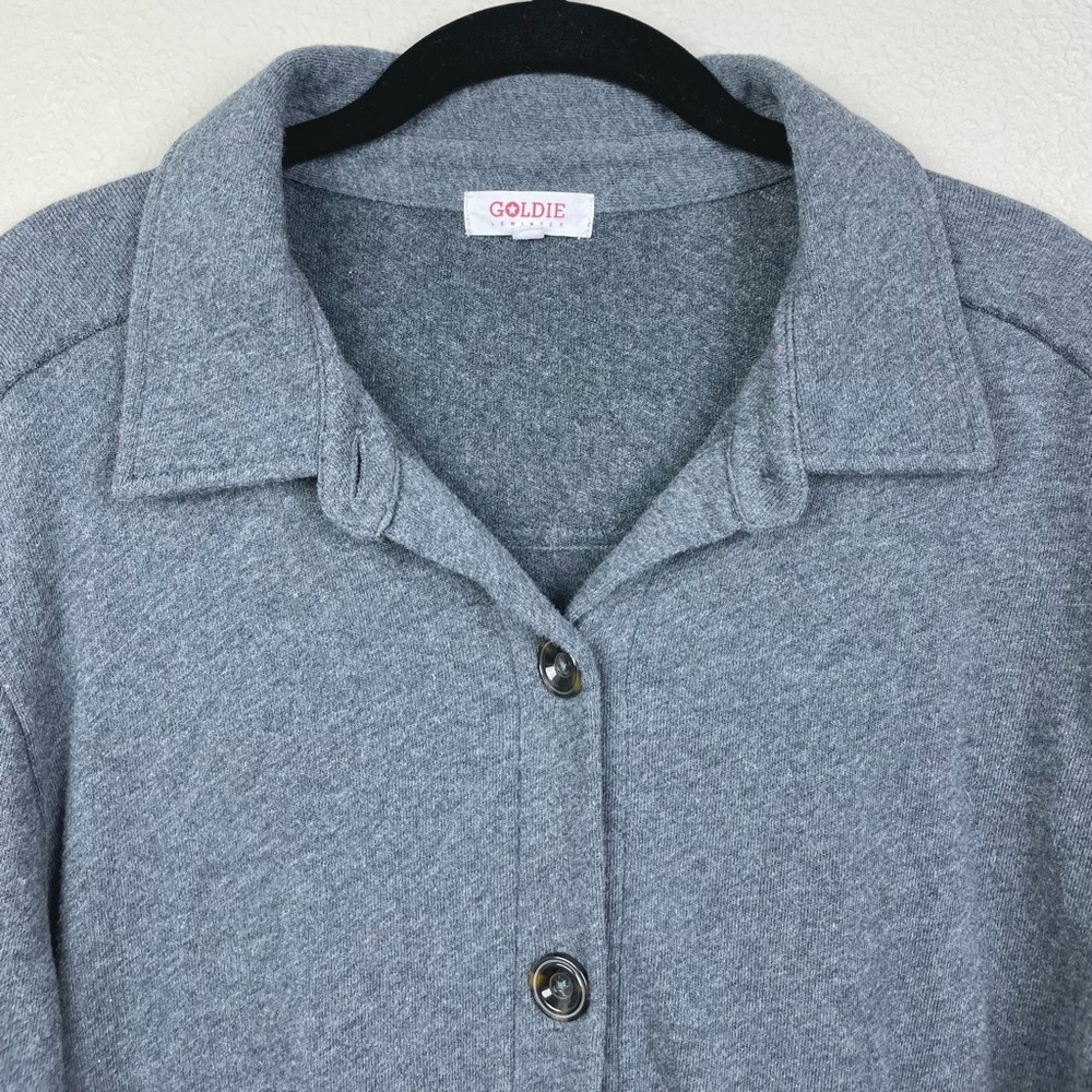 Goldie Lewinter Women's Medium Grey Button Up Oversized Shacket Jacket Shirt - Picture 2 of 16